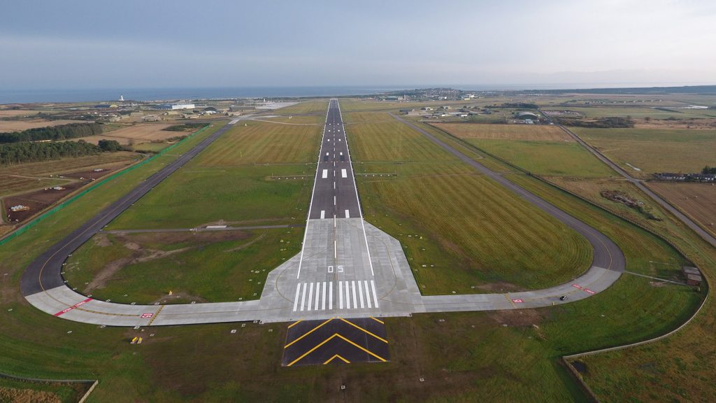 An aerial view of the resurfaced runway. DIO Crown Copyright, 2020.