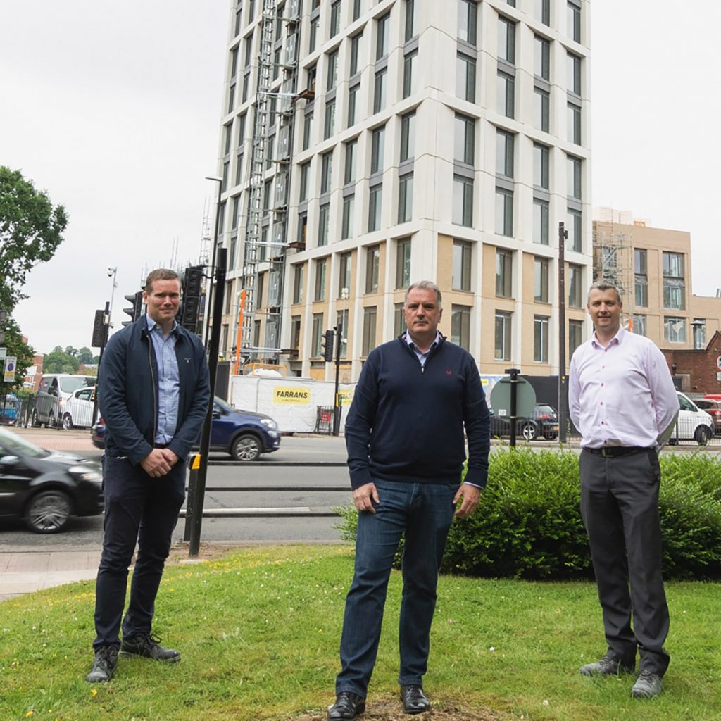 (L-R) James McKeague, director of Creagh Concrete, Francis Cole, UK President of NSG Developments and Cathal Montague, regional director for Farrans Construction.