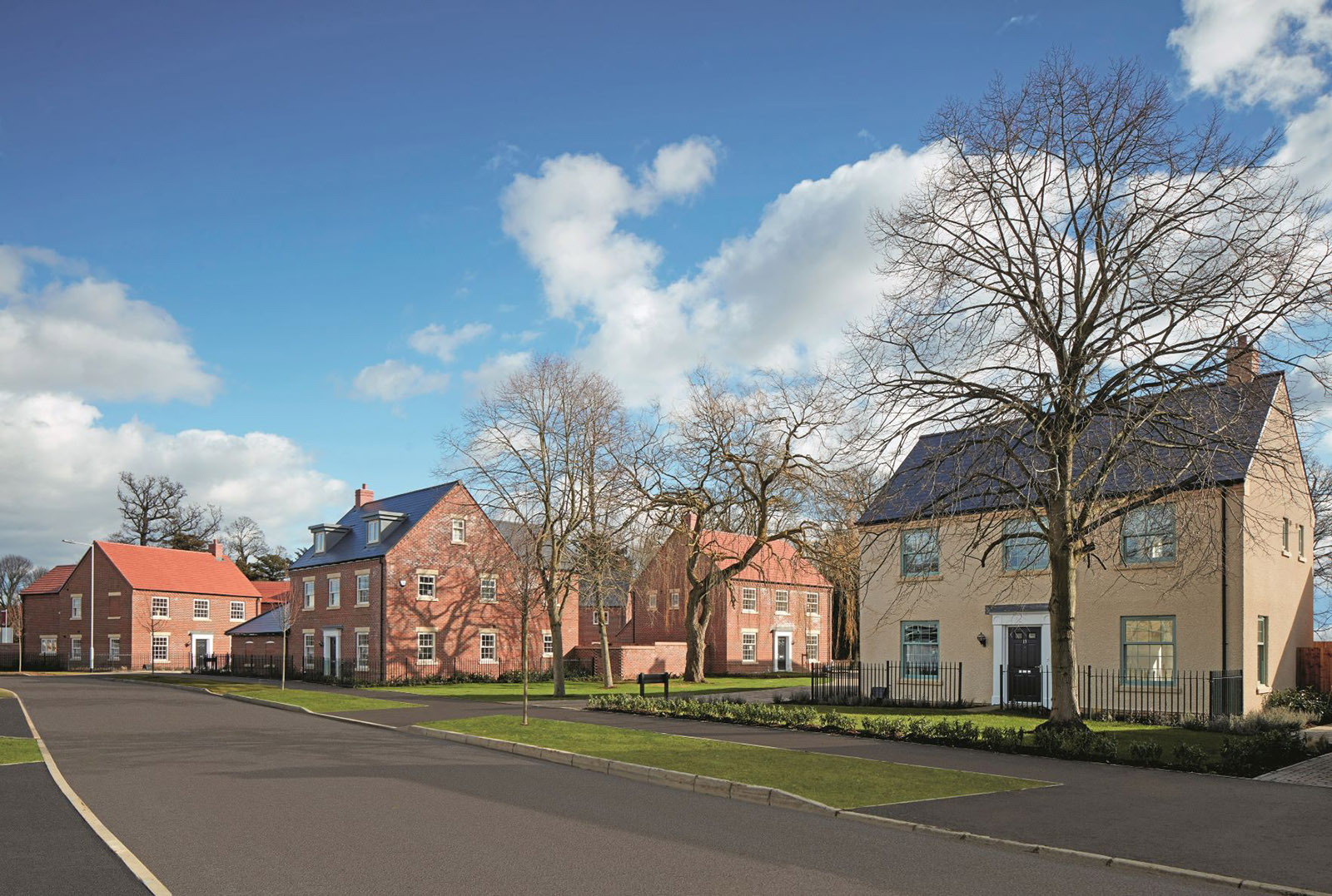 A typical street scene from a Linden Homes development