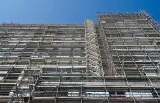 scaffolding on a large block of flats