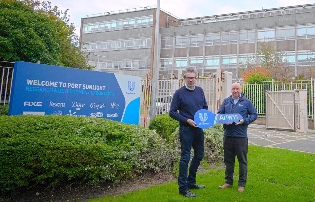 Cameron Jones, site lead at Unilever Research & Development Port Sunlight, with Phil Dolan, chief operating officer for Anwyl Homes, at the location for the new development in Bebington, Wirral