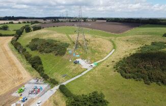 Overhead line pylon works