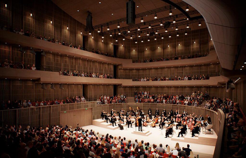 Render of the 1,000-seat auditorium in Dunard Centre