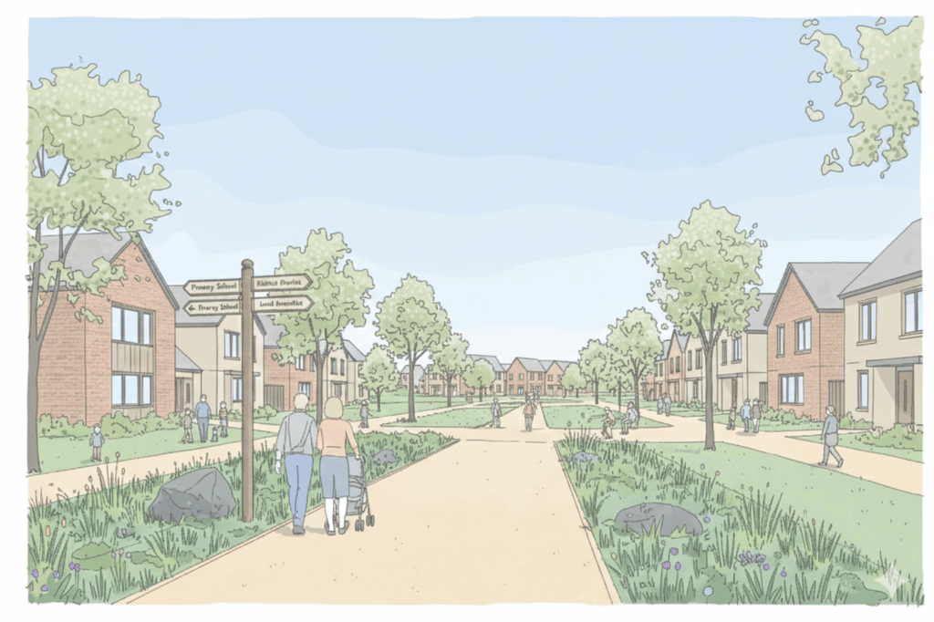 An illustration of a residential area which could feature within Bellway’s proposed development of up to 3,000 homes to the north of Southend
