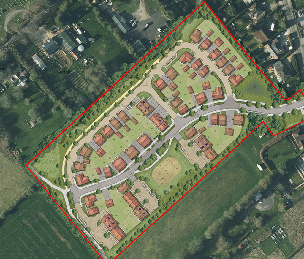The site layout of Bellway’s Mount Royal Gardens development in Four Marks, where construction work has begun on 60 new homes.