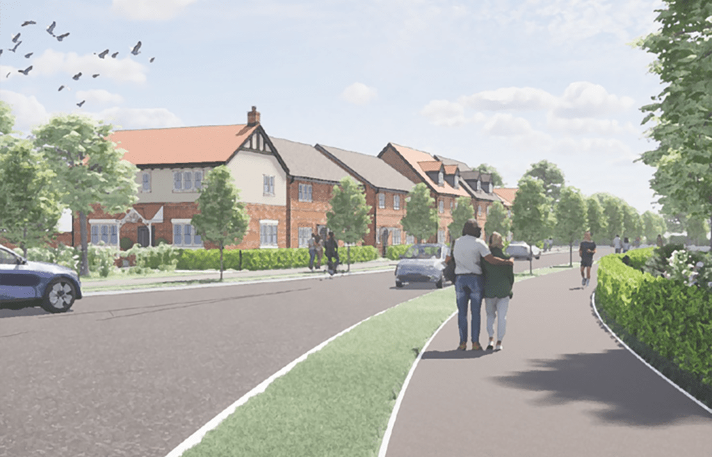 An artist’s impression of a street scene at Burtree Garden Village. Lovell is finalising detailed plans for the first homes within the new neighbourhood.