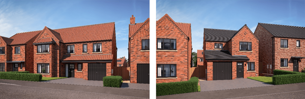 Bellway is opening a showhome at Oakwood at Wynyard Park in the Plane house type (left) and the Sawyer design (right).