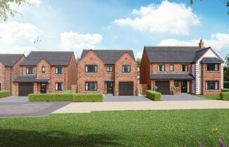 A computer-generated street scene of Bellway’s Oakwood at Wynyard Park development in Wynyard.