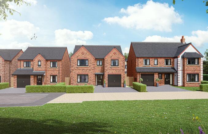 A computer-generated street scene of Bellway’s Oakwood at Wynyard Park development in Wynyard.