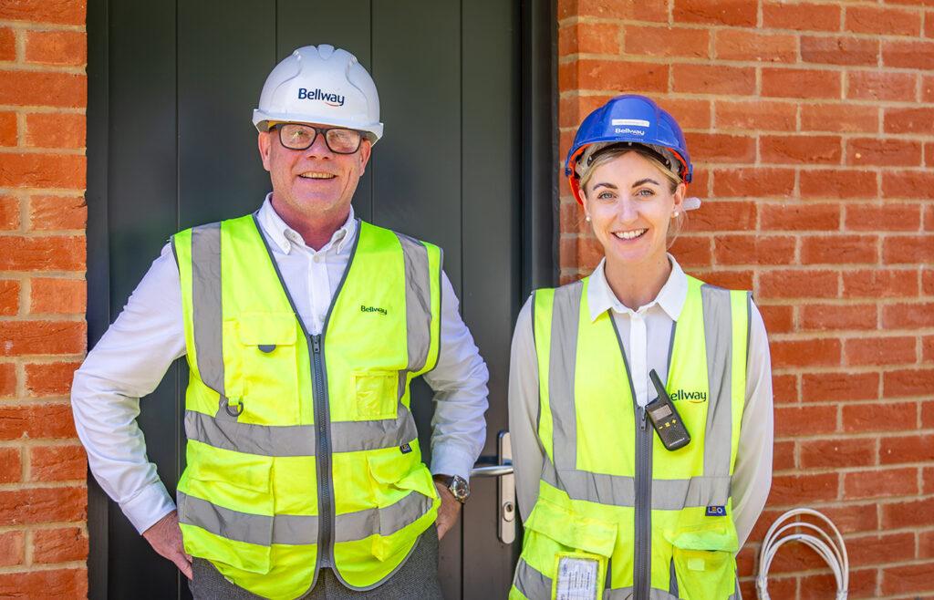 Bellway Group Head of Technical and Innovation Jamie Bursnell with Perceval Grange Assistant Site Manager Amy Somerville.