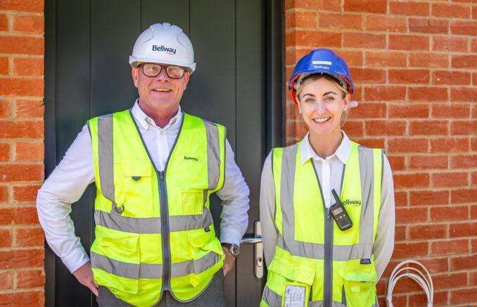 Bellway Group Head of Technical and Innovation Jamie Bursnell with Perceval Grange Assistant Site Manager Amy Somerville.